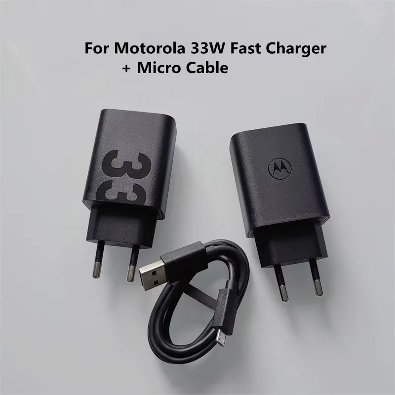 Carregador rápido para motorola, adaptador de ficha eu, 1m, micro usb/cabo tipo c, para moto e6 edge +/g plus/razr/g9 power/z4/g5, 33w