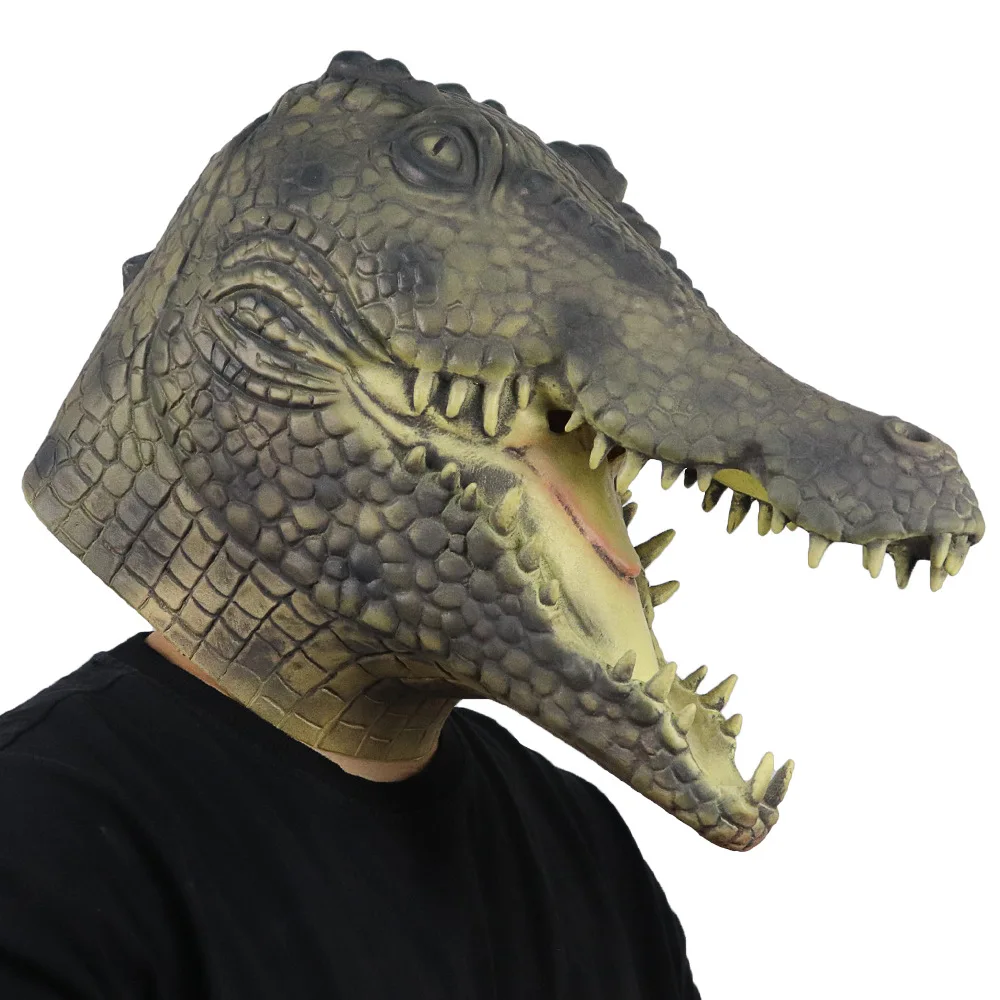 

Alligator Mask Masquerade Party Adult Latex Reptile Animal Full Head Helmet Halloween Carnival Cosplay Crocodile Clothing Props