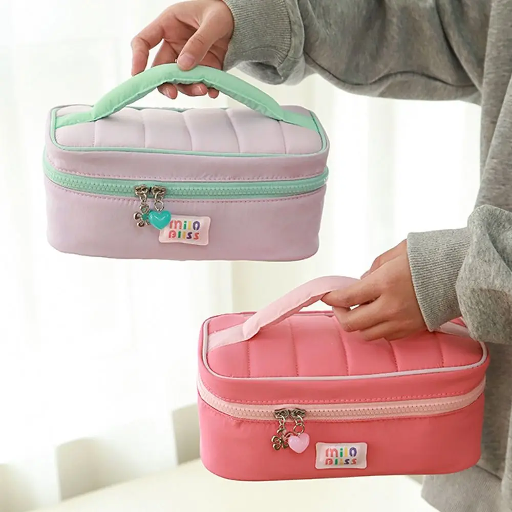 Small Fresh Macaron Cosmetic Bag Portable Girl Series Storage Handbag Wash Bags Contrast Color Large Capacity