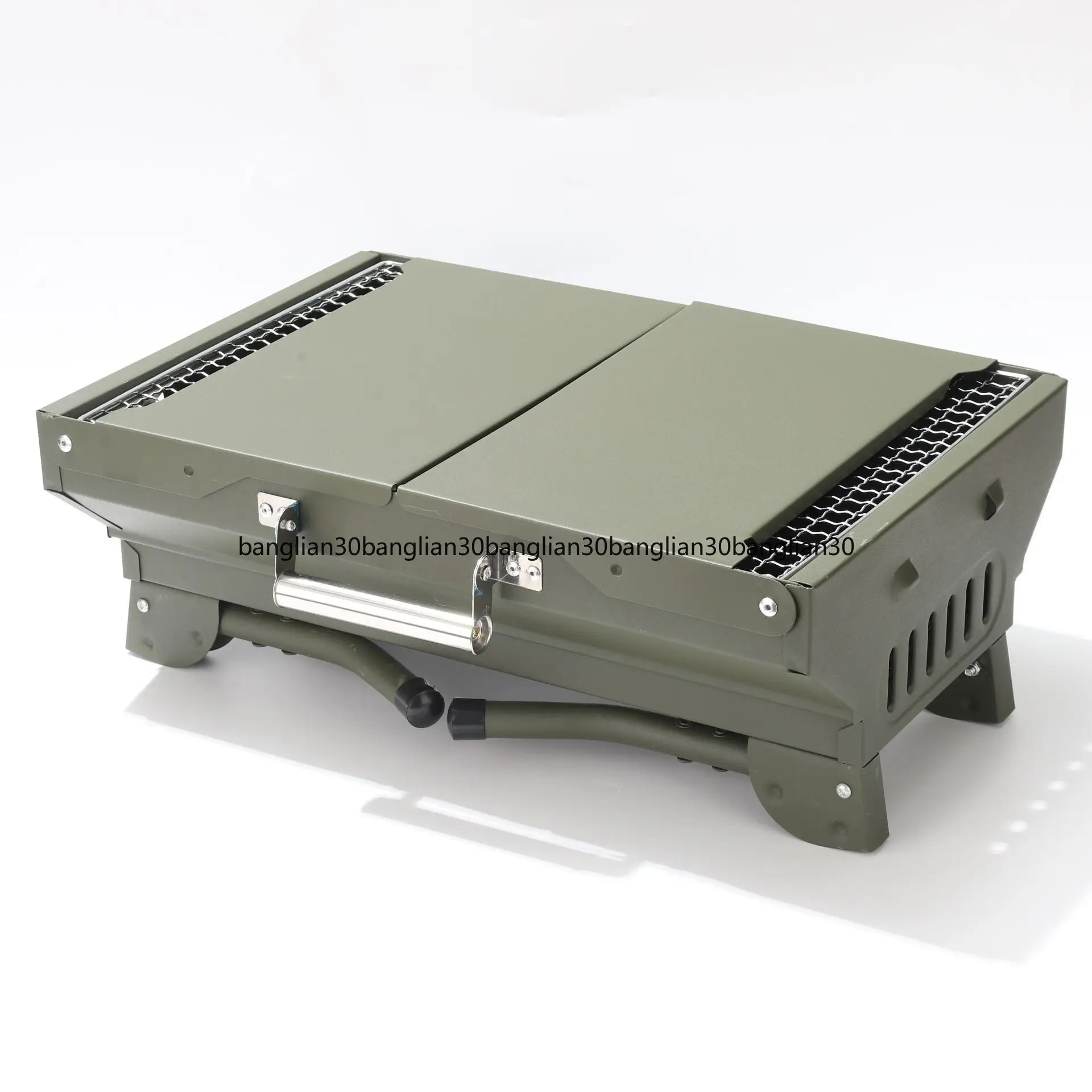 

Outdoor Foldable Portable Grill Charcoal Camping Grill Army Green Grill