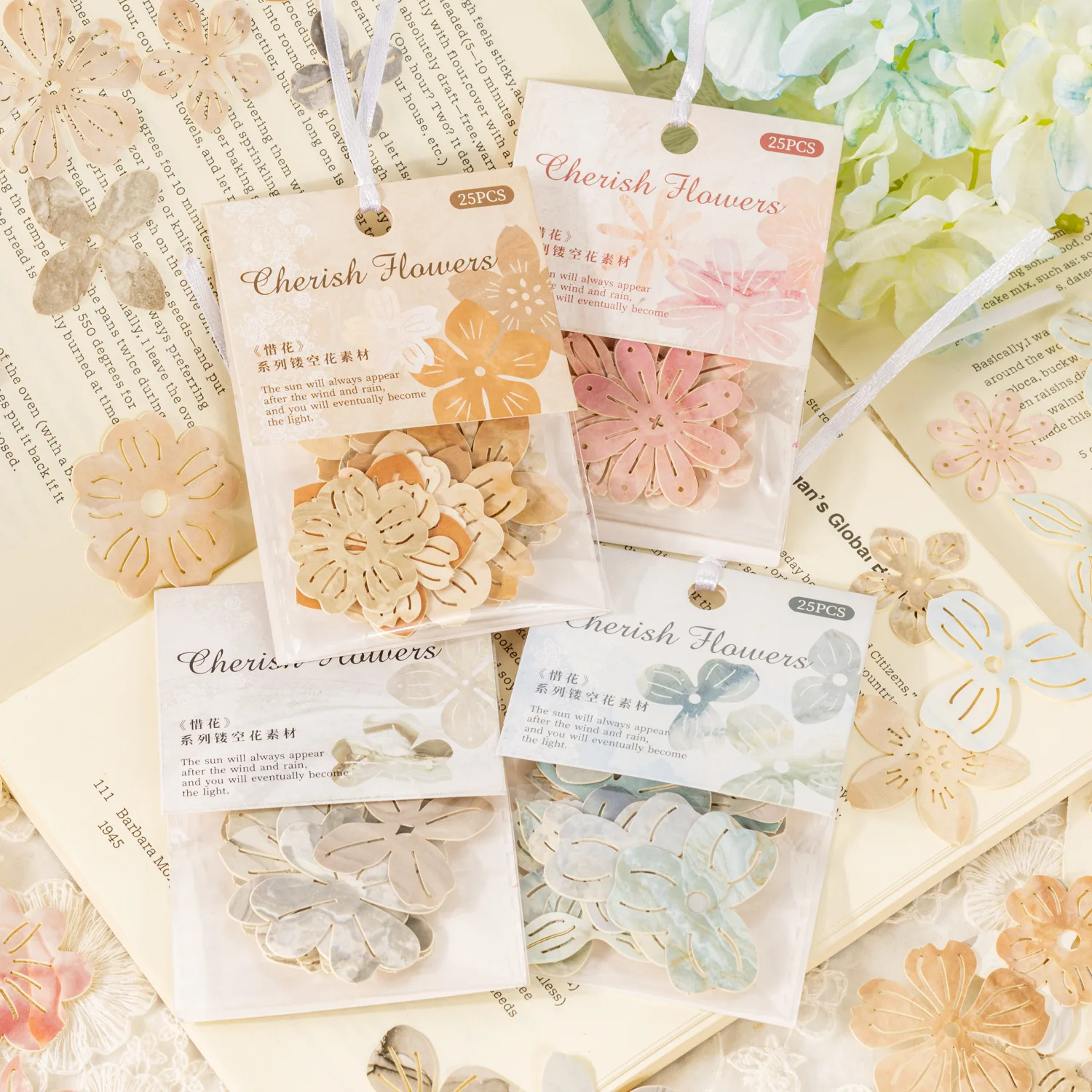 25pcs/lot Memo Pads Material Paper appreciate the beauty of flowers Junk Journal diary Scrapbooking Background Decoration Paper