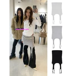Korean Retro Solid Color All Match Camisole Women 2025 Summer New Off-shoulder Sexy Slim Irregular Crop Tops
