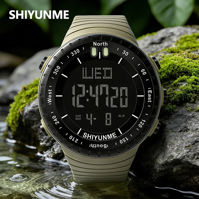 SHIYUNME New Man's Electronic Watch Large Dial LED Luminous 50M Waterproof Outdoor Sports Multi Functional Digital Men's Watches