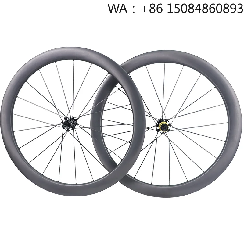 Roues de route en fibre de carbone mate 700c, jantes en carbone prêtes pour le tubeless avec 21 trous pour rayons et système de freinage à disque durable pour le cyclisme
