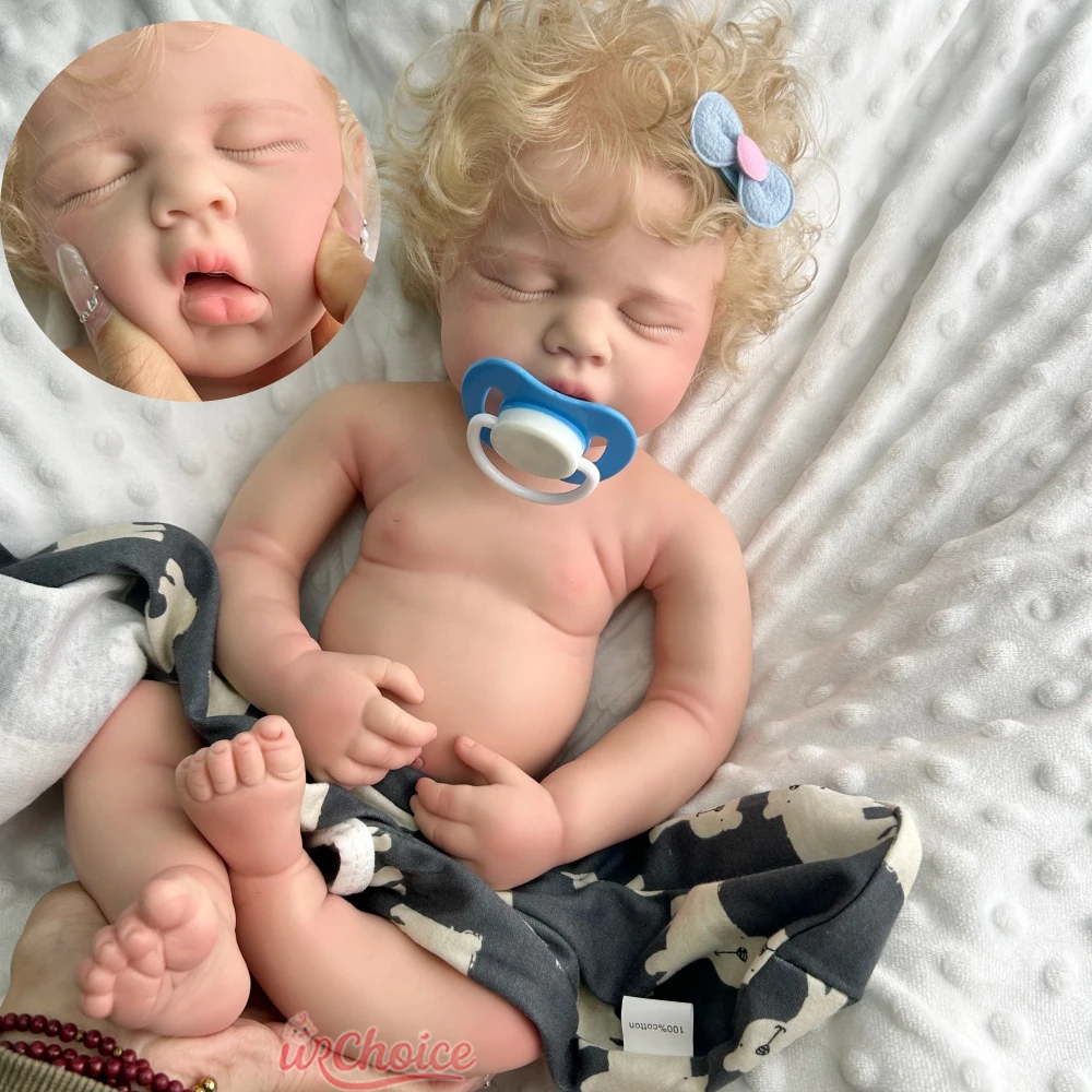 

20-дюймовая реалистичная красивая мягкая силиконовая кукла Loulou Reborn для маленьких девочек/мальчиков с укорененными волосами и открытым ртом для коллекционного рождественского подарка