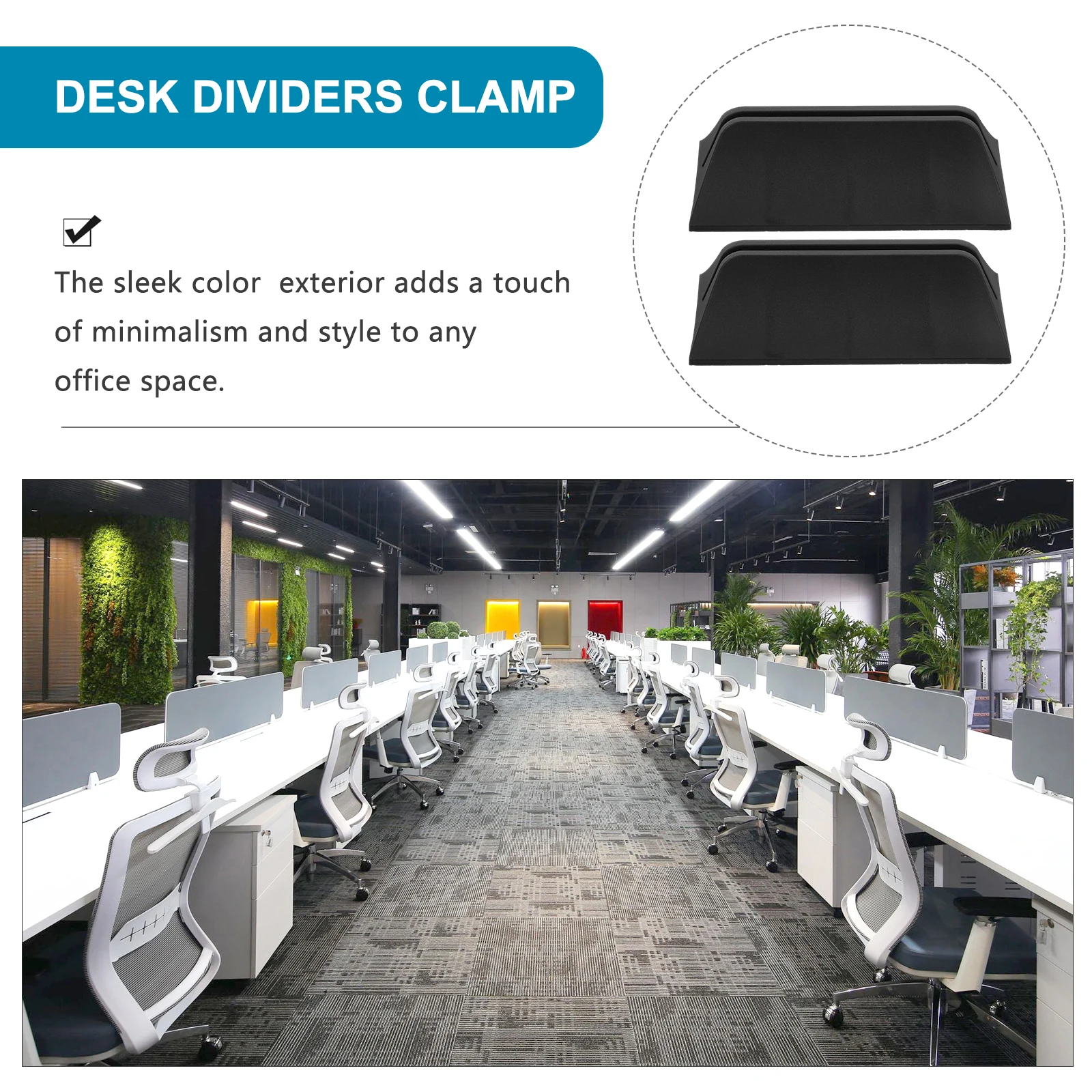 

2pcs Desktop Mobile Clip Black Plastic Base Adjustable Desk Dividers Clamp Glass Baffle Support Office Partition Furniture