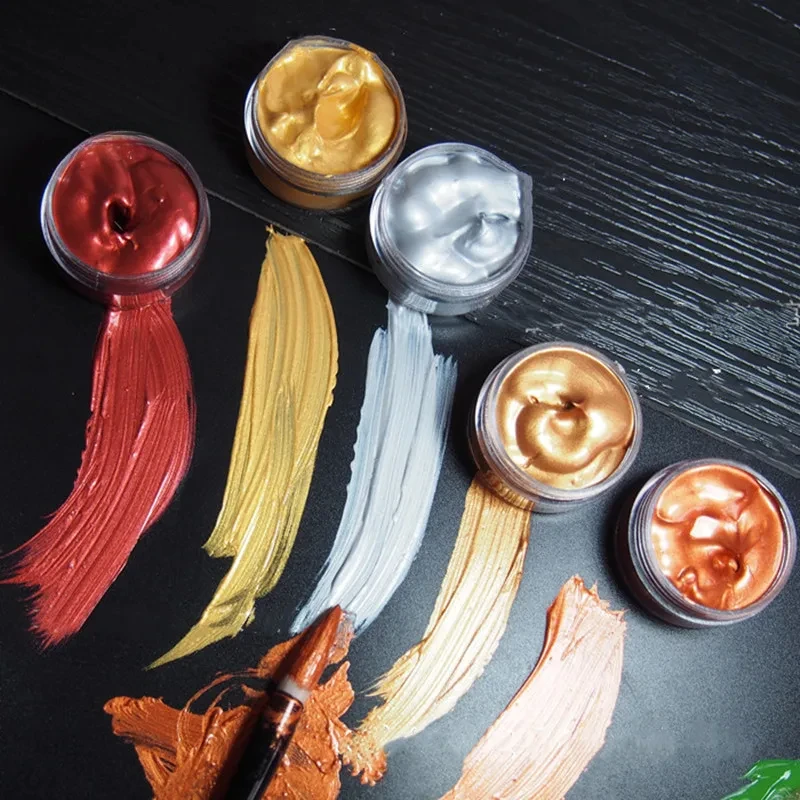 20ML Gold Metallic Acrylic Paint Waterproof Not Faded for Statuary Coloring DIY Hand Painted Clothes Liquid Graffiti Pigments view 5