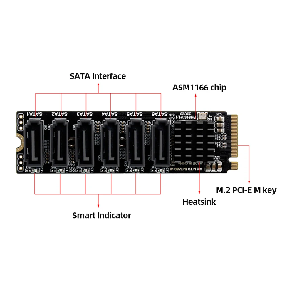 サーバー拡張,m.2 nvme pci-e x4 x8 x16から6ポート3.0へのアダプター