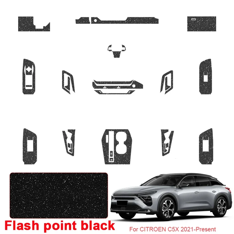 

For CITROEN C5X 2021-Present LHD Car Carbon Interior Sticker Auto Window Lifting Panel Decal Gear Door Protective Film Accessory
