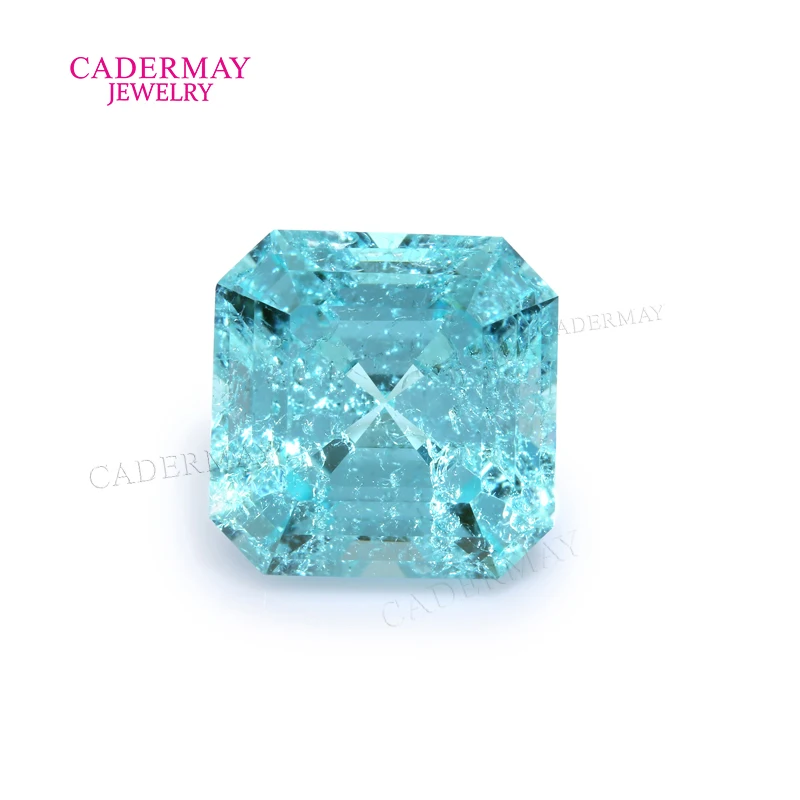 

Cadermay Blue Neon Paraiba Yttrium Aluminium Garnet 8x8mm Square Asscher Cut Lab Paraiba YAG Gemstones For Making Jewelry