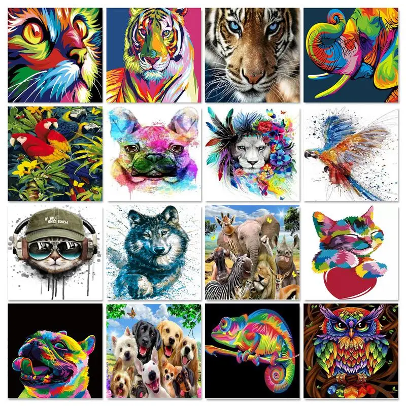 GATYZTORY 40x50cm Painting By Numbers Animals On Canvas Pictures By Numbers Acrylic Paint By Number Wiht Frame Home Decor