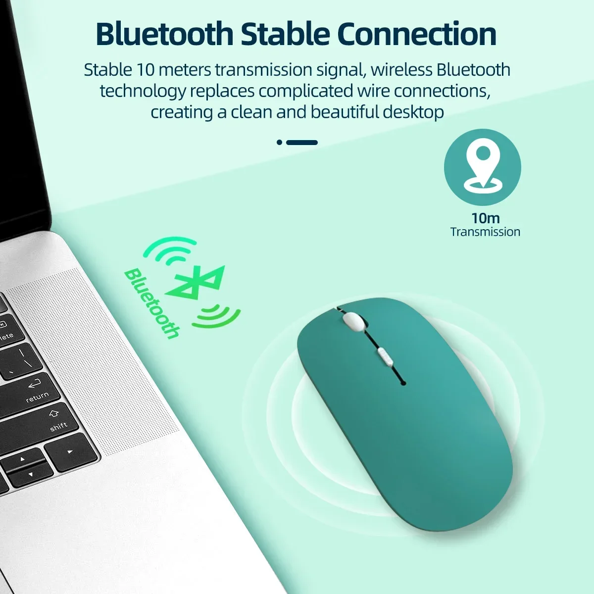 Bluetooth-совместимая мышь, беспроводная мышь, бесшумная компьютерная мышь, портативная рабочая игровая мышь для ноутбука, iPad Air Pro, планшетного ПК
