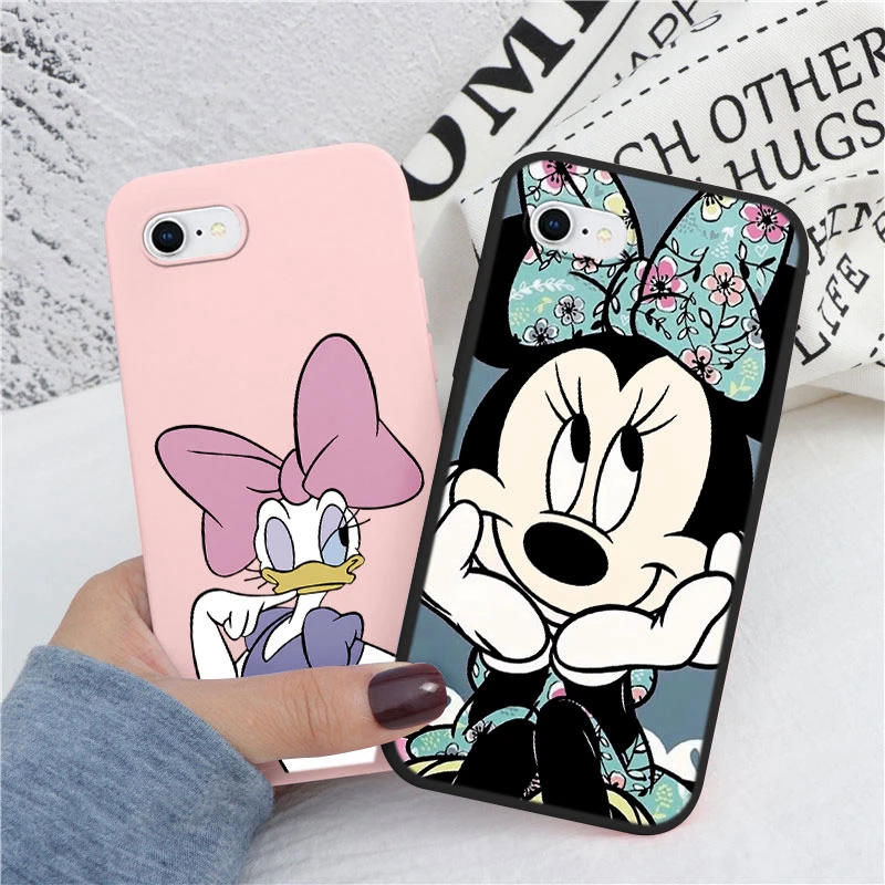 For iphone SE 2020 7 8 Plus Phone Case Pink Mickey Mouse Minnie Cover Soft TPU Fundas For iphone 7 7+ SE2020 Bags Donald Duck