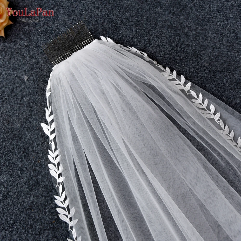 YouLaPan V129 Wedding Veils with Lace Border Trim 1 Tier Long Bridal Veil Soft Tulle Veil Elegant Delicate Waltz Lenght  VEU