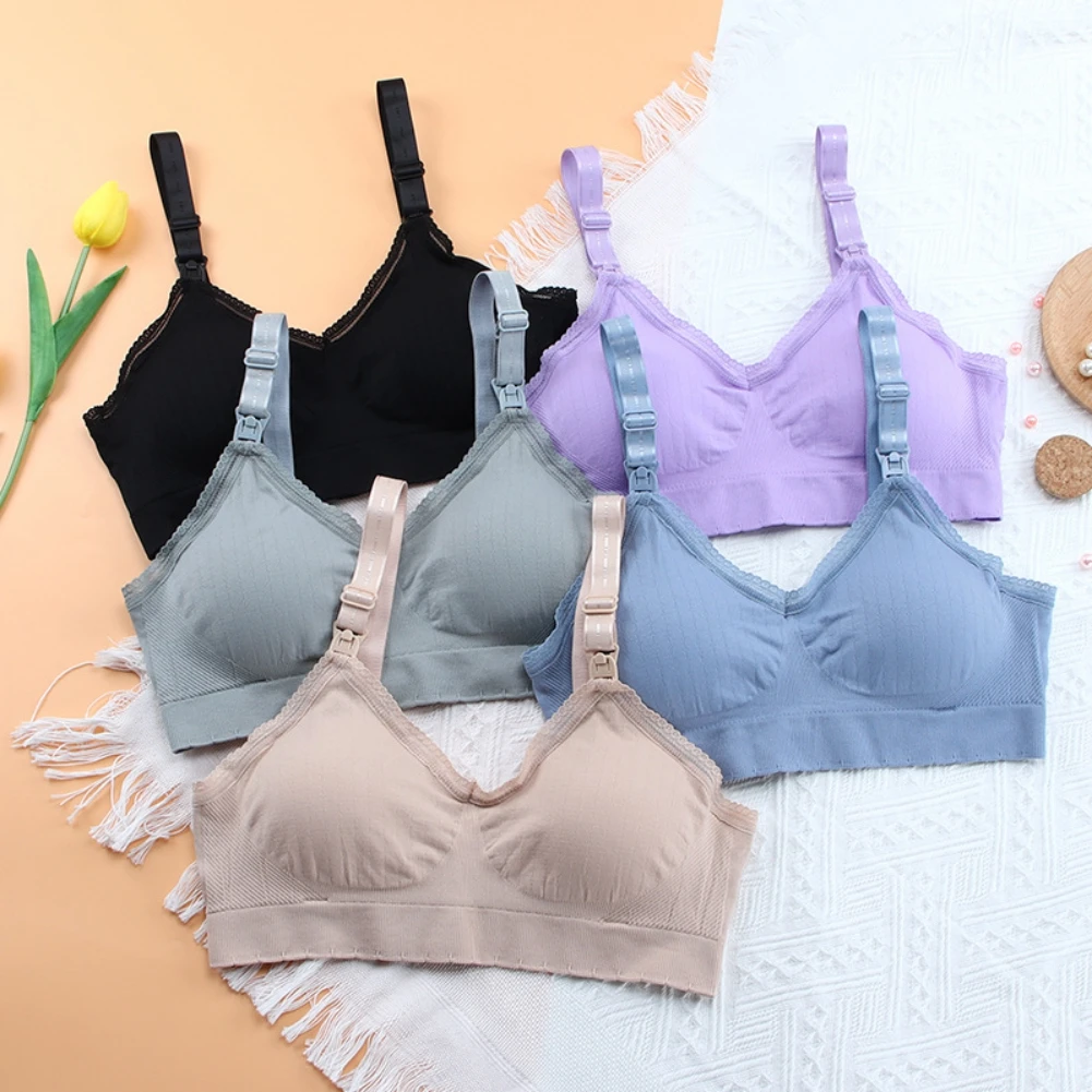 

Women's Postpartum Gathering Anti-sagging Breastfeeding Bras Seamless Breathable Solid Color Slimming Underwear