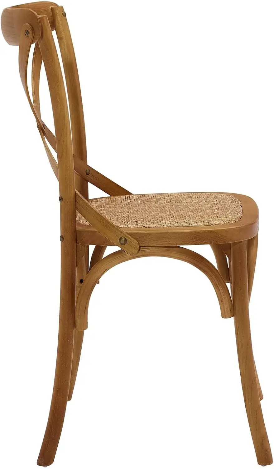 Rustic Modern Farmhouse Elm Wood Rattan Dining Chair in Walnut