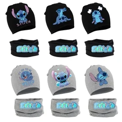 Disney Stitch Baby Hat Scarf Cartoon Anime Winter Warm Cotton Comfortable Woolen Cap Collar Suit Kids Birthday Cute Kawaii Gifts