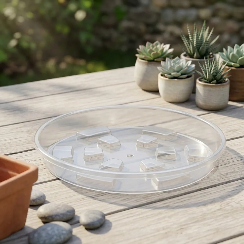 Drainage Tray Plant Saucer Thick Plastic Strong Load-bearing Raised Grooves Flexible And Sturdy For Indoor Plants