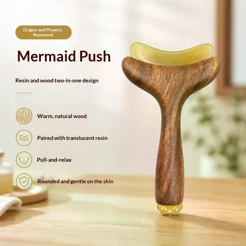 Wooden Handle Facial Massage Tool Ergonomic Grip Self Care Gift Gua Sha Board Smooth Rounded Edges Portable