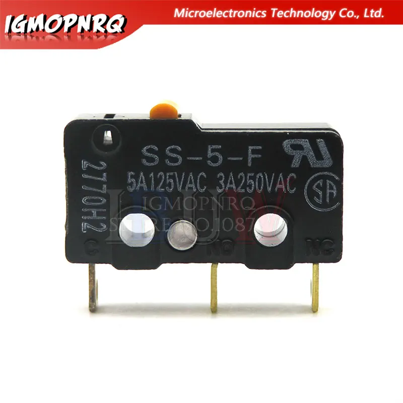 Micro Limit Micro Switch, Chave Lateral do Mouse, Momentâneo, 3 Pernas Retas, SS-5, SS-5GL, SS-5GL2, SS-5GL13, 2Pcs