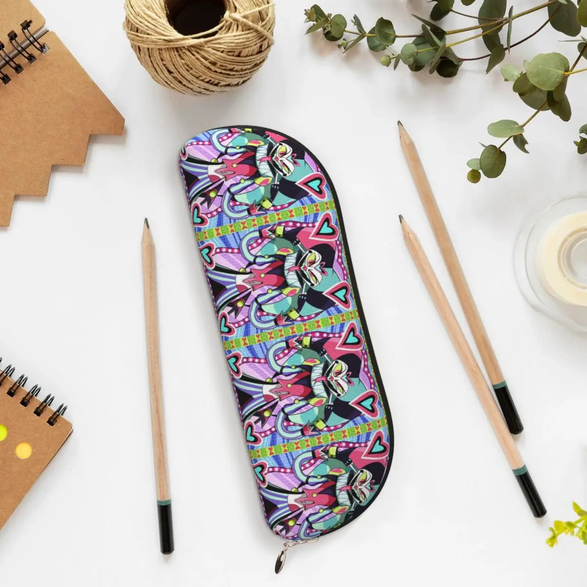 Fizzarolli Helluva Boss مقلمة قلم رصاص الحقيبة تخزين القرطاسية لوازم سعة كبيرة صندوق القلم حقيبة أقلام رصاص لمدرسة الأطفال #6