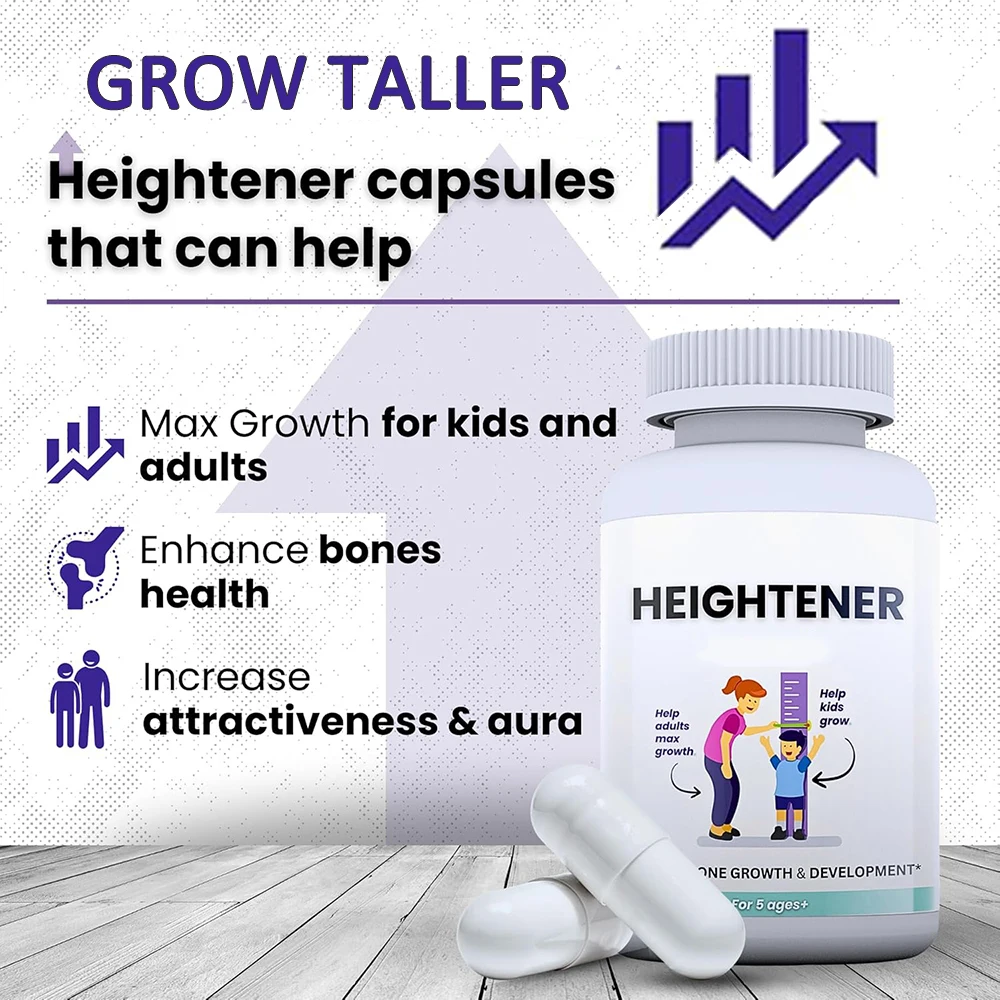 Heightener - Natural Height Growth Supplement for Kids, Teens and Adults to Increase Bone Strength and Grow Taller, Height Pills