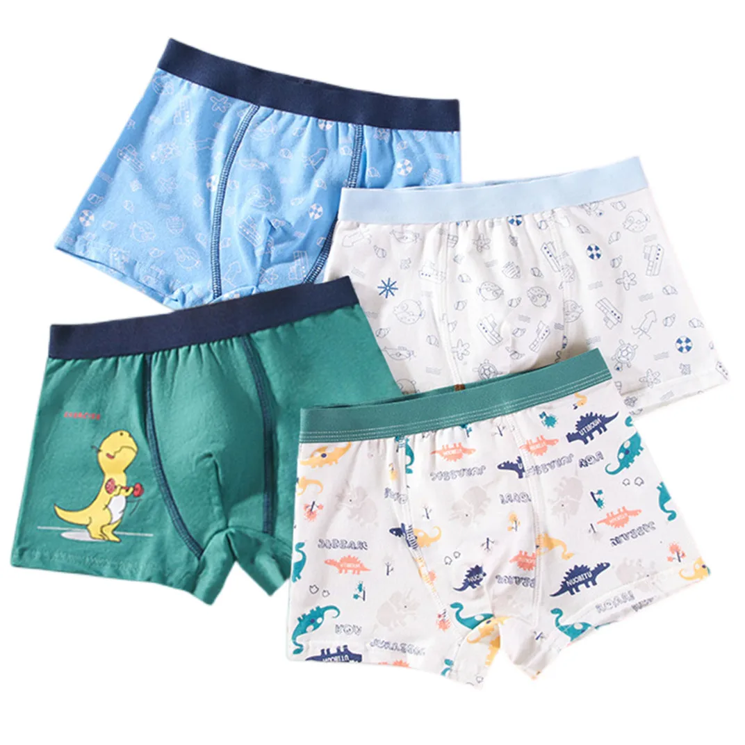 Boy Cartoon Boxers Kids Short Quality Cotton Panties Children Underpants Size 90-150 Dinosaur Anime Design Cute Boxers 4pcs/Lot