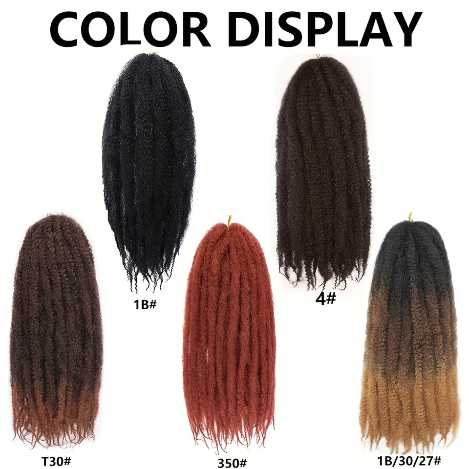 Marley Twist Hair Extensions 18 Inch Afro Kinky Curly Crochet Braiding synthetic Hair for Faux Locs - Springy Texture Voluminous