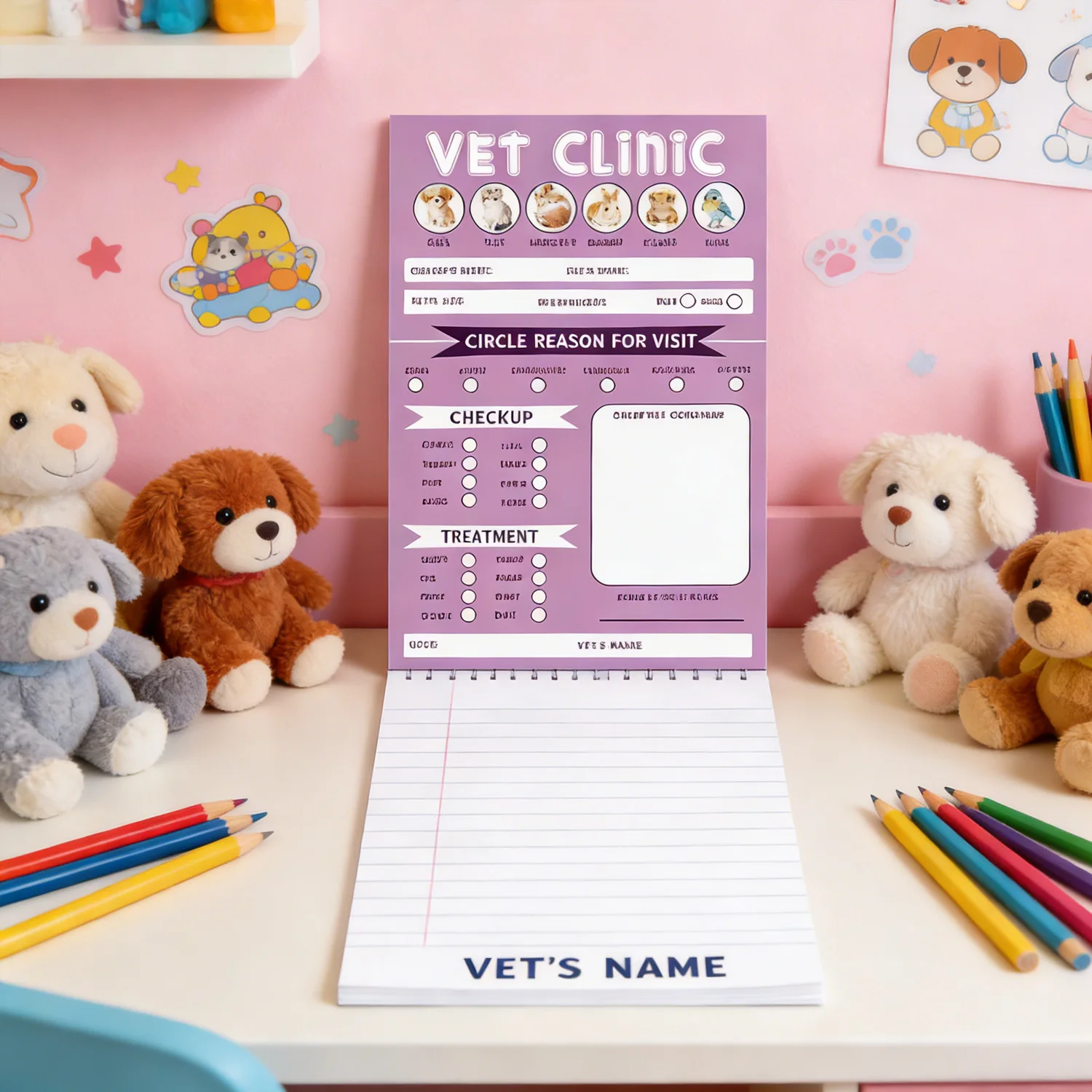 6 Pack Pretend Playtime Notepads Playtime Pads Doctor’s Report Grocery List Vet Restaurant Coffee Checklist Notepads for Kids