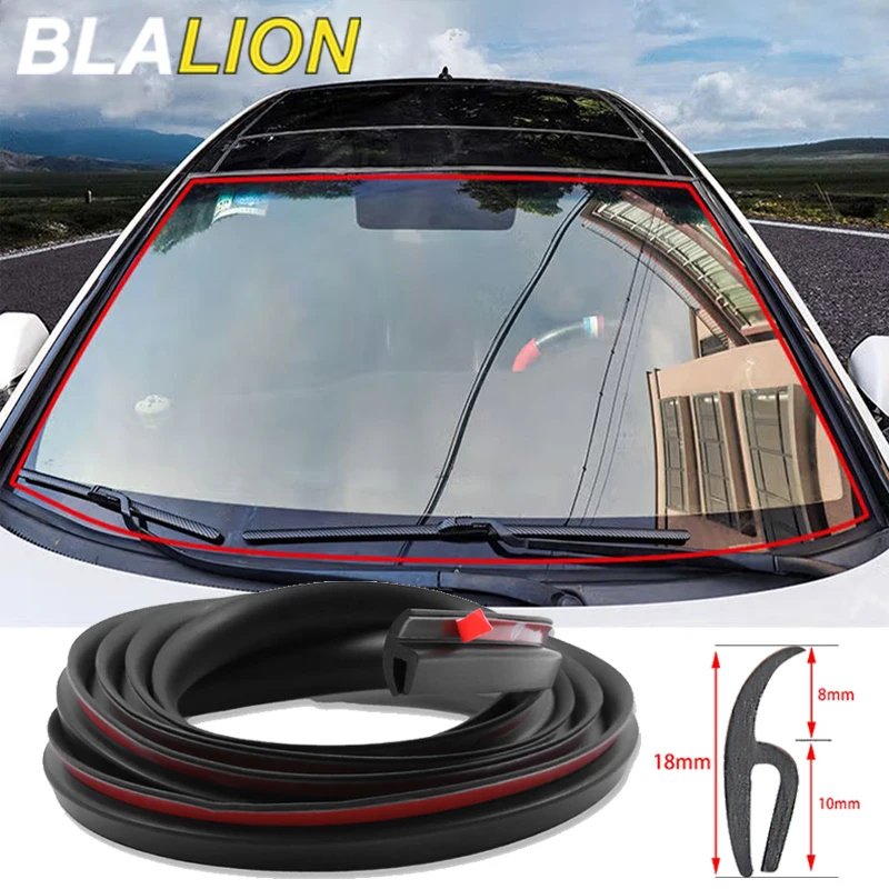 BLALION Type h Car Windshield Rubber Seal Self-adhesive Front Rear Dashboard Windshield Soundproof Dustproof Sealing Strip Trim