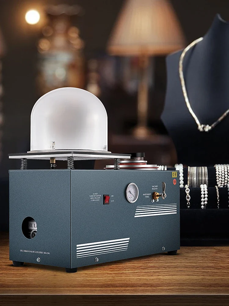 2L Jewelry Vacuum Cast Investment Machine Lost Wax Investing Machine with 9x8 Inch Bell Suitable for Gold Silver Copper