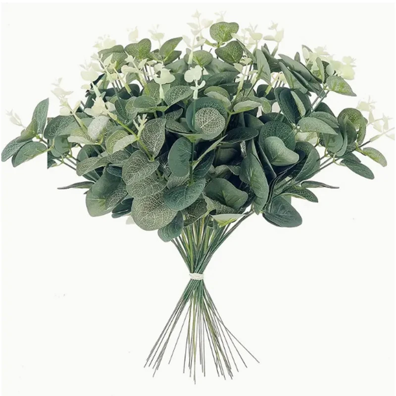5/10/20 Stücke Künstliche Eukalyptusblatt Stiele Grünpflanzen Für Wohnzimmer Zuhause Raumdekoration Braut Hochzeit Dekor Blumensträuße – Detail 14