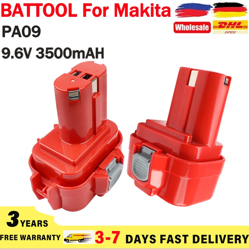 

BATTOOL 9.6V 3500mAH For Makita PA09 NI-MH Battery 9120 9134 9135 9102 6207D 6222D 6261D 6207D Replacement Power Tool Battery