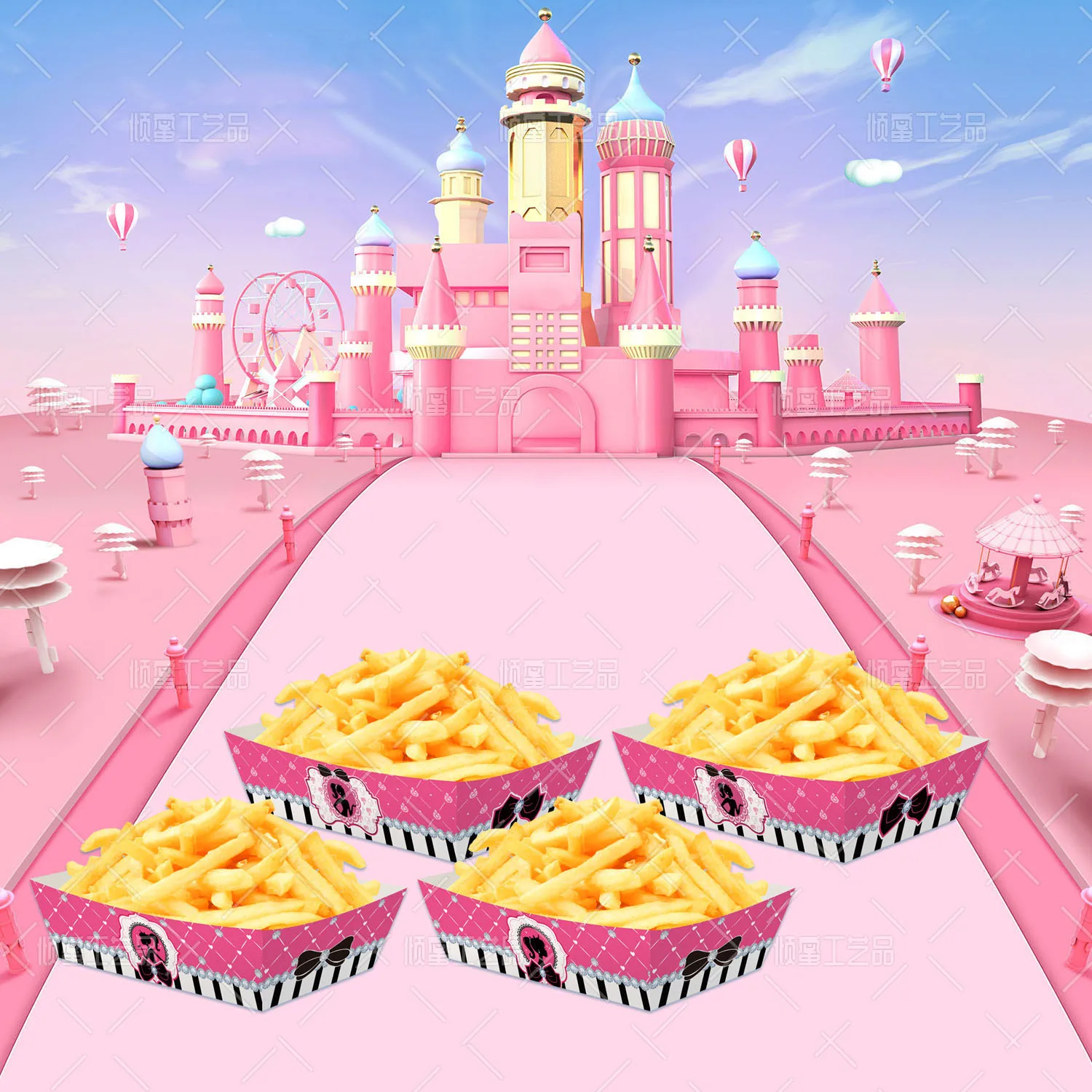 6pcs Barbie Pink Girl Princess Snack Trays Boxes for Party Favor Gift Boxes Birthday Party Decoration Bachelorette Candy Goodie