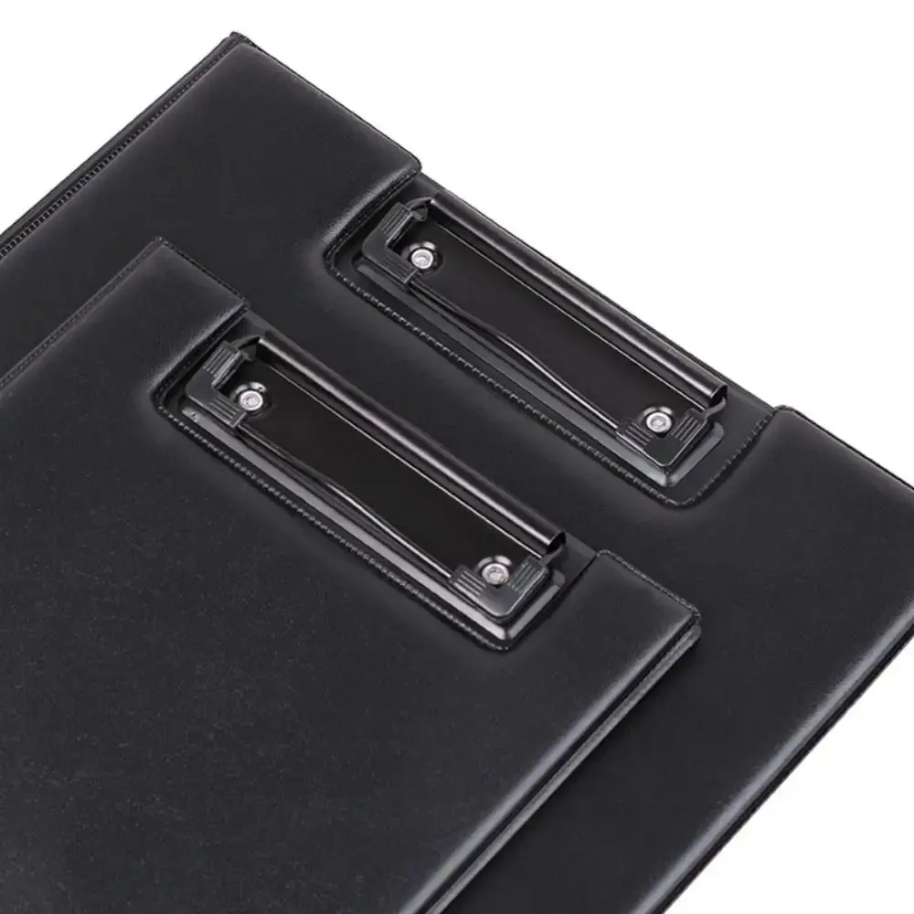 1Pcs Foldable A4 A5 Clipboard PU Leather Black Conference File Folder With Clip Buckle Ultra-Smooth Writing Pad Office Supply