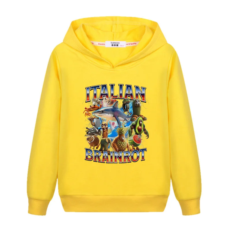 معطف الخريف مع الدماغ الإيطالي للبنين فتاة طويلة الأكمام البلوز للأطفال القطن هوديي 3-14T #4