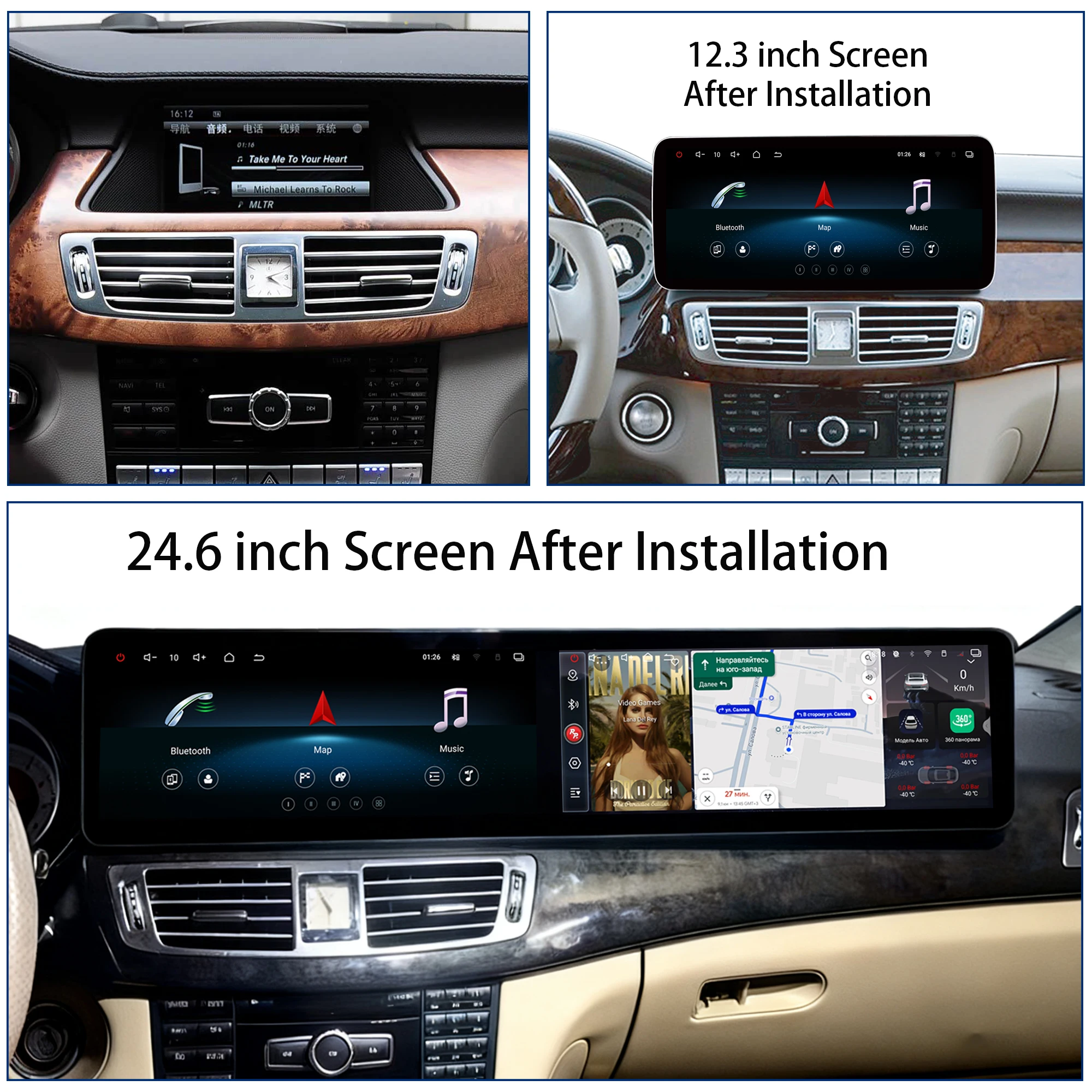 Android Car DVD Multimedia Radio Player for Mercedes-Benz CLS 12-17 Models 24.6 Inch Screen 1920*720 Digital Cluster