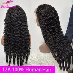 Parrucche per capelli umani ricci birmani 12A Riccioli birmani brasiliani Parrucca frontale in pizzo trasparente HD per le donne Parrucche piene del merletto ricci d'acqua