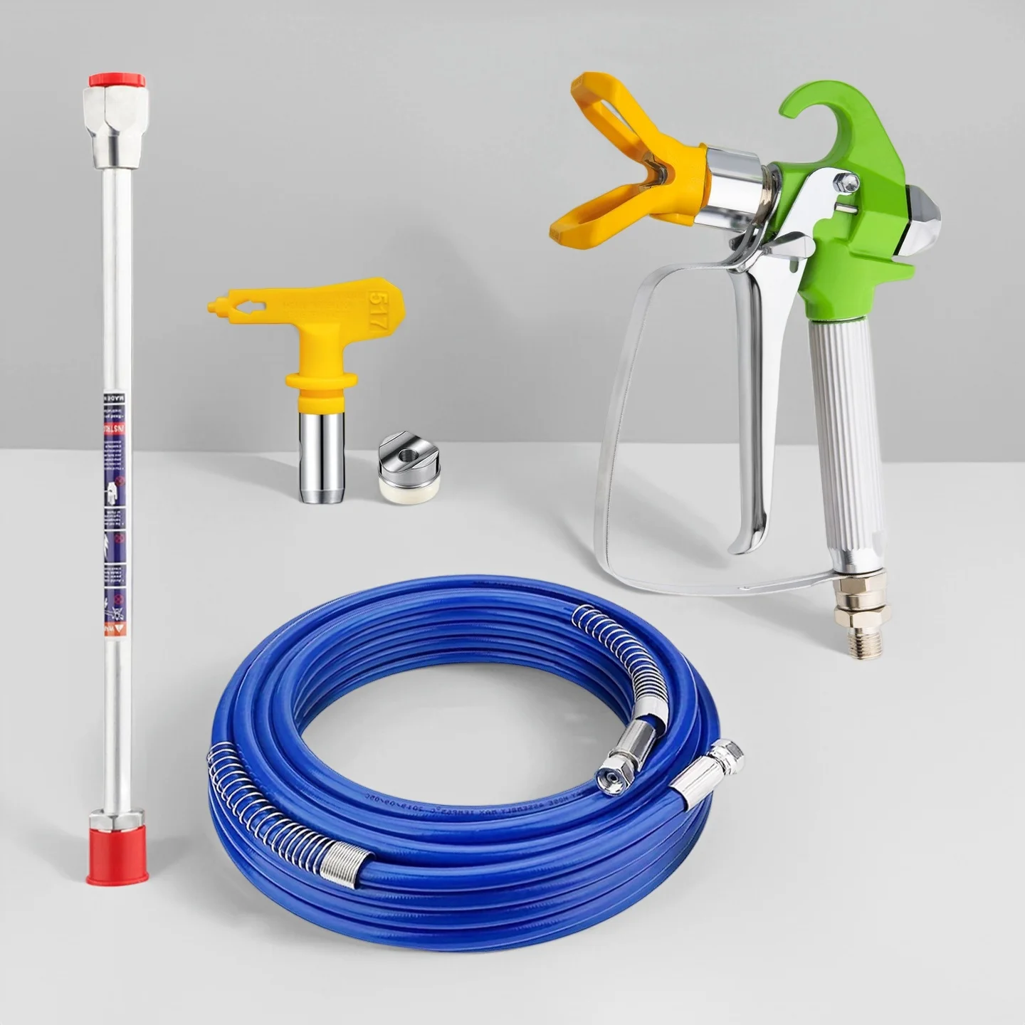 

5Pcs Airless Paint Sprayer Kit - Spray Gun + Hose + Extension Rod + Nozzle for Home Painting