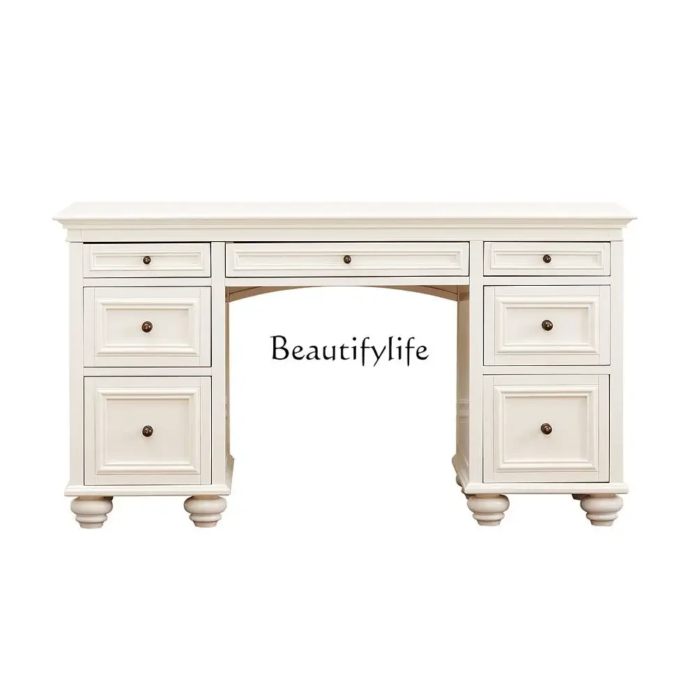 

FGЕвропейский минималистичный современный средиземноморский белый американский компьютерный стол из массива дерева