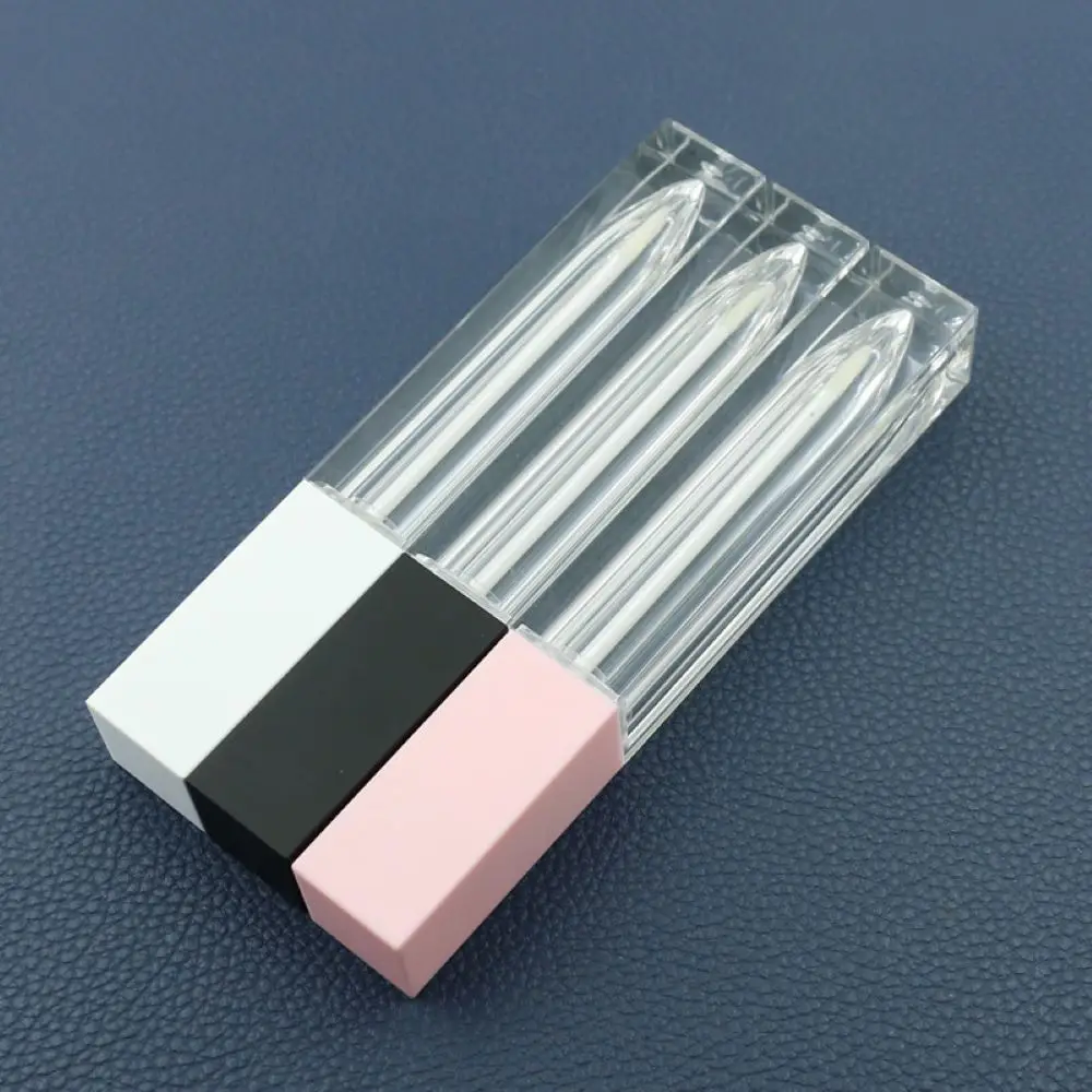 7ml Square Lip Gloss Tubes Liquid Lipstick Bottle White Black Pink Cap Empty Refillable Cosmetic Packing Container