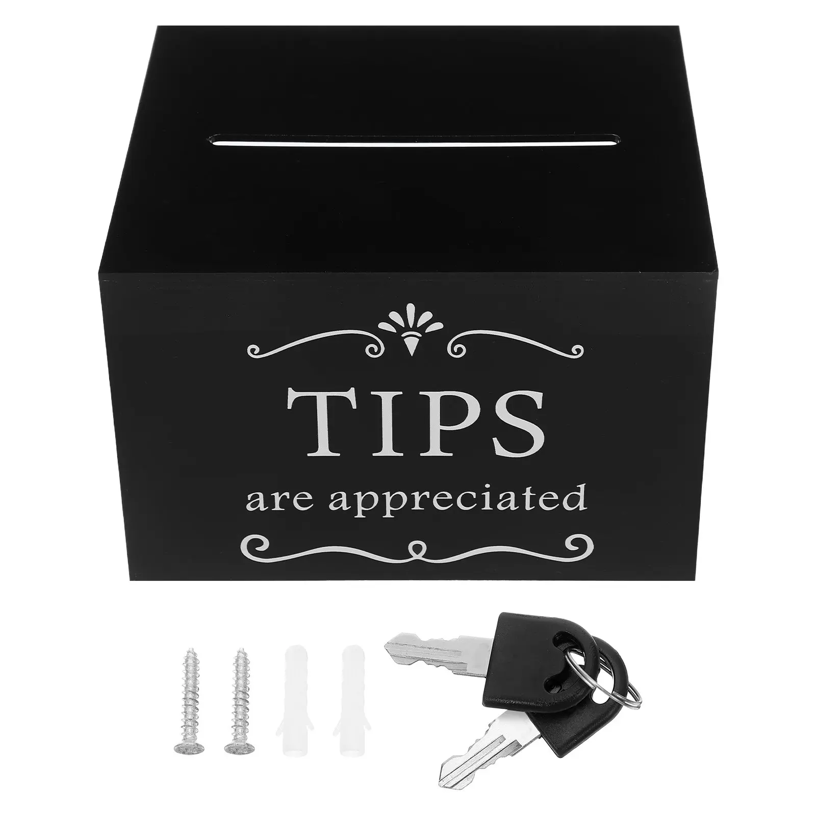 Minimalist Acrylic Tip Jar Lock Slot Transparent Cash Storage Container for Tips Donations Fundraising Suggestion