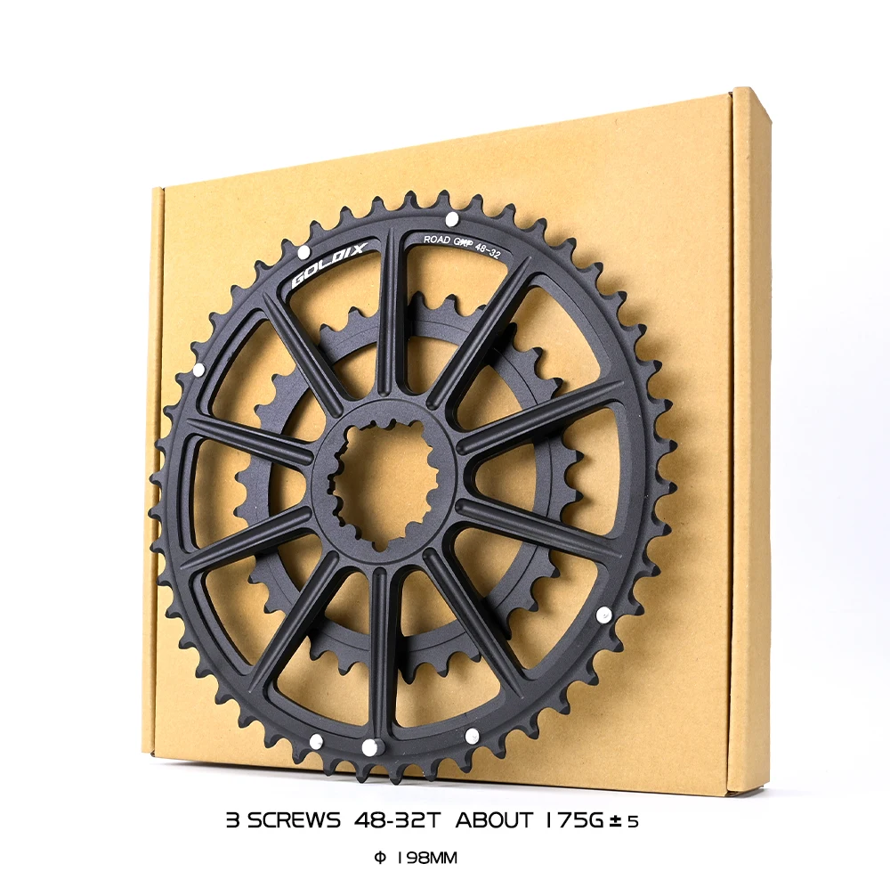 GOLDIX 3-Bolzen-Einteiliges Rennrad-Gravel-Doppelkettenblatt 53-39T 52-36T 50-34T 48-32T 46-30T 10-12-Gang-Kurbelgarnitur Kettenblatt – Detail 5