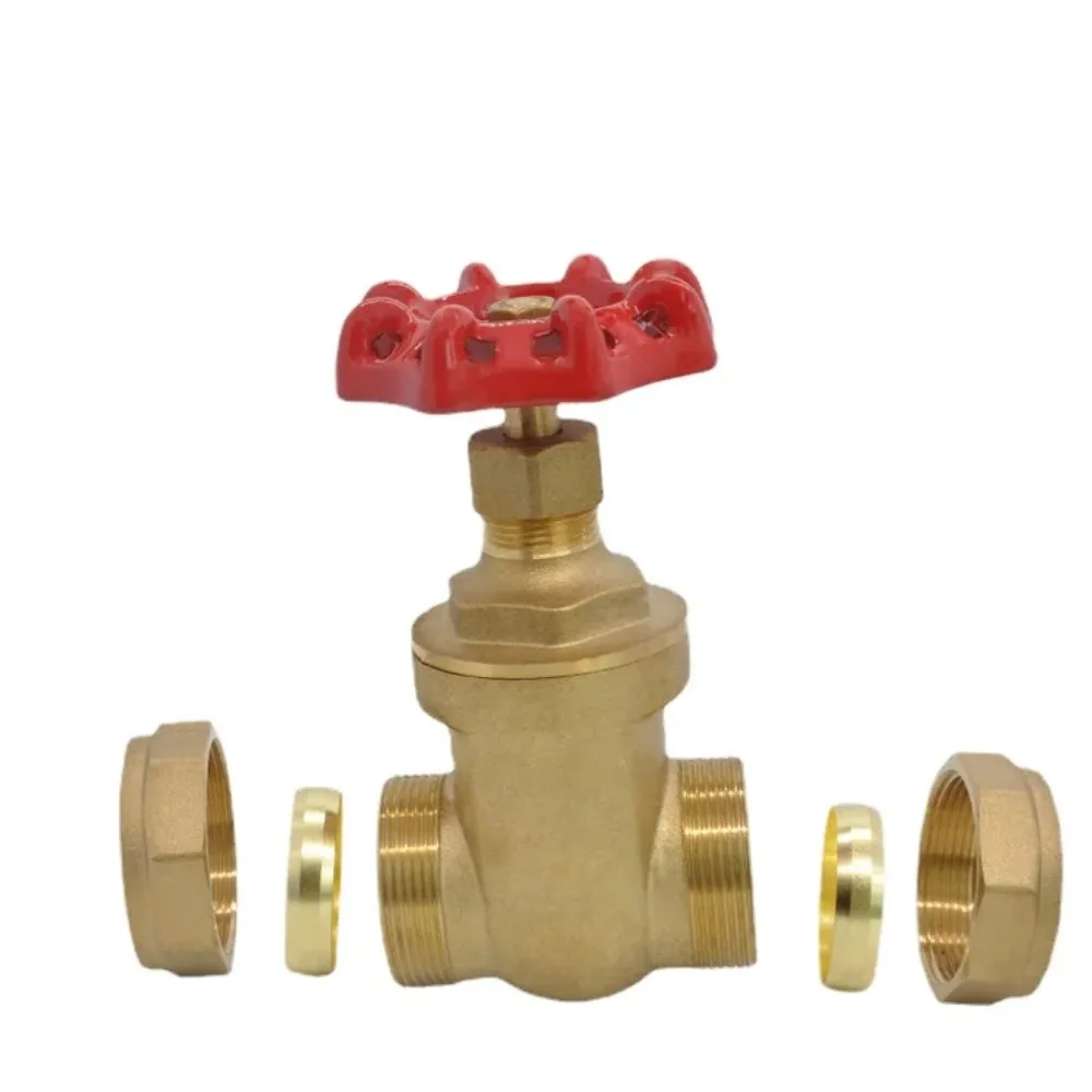 Fit 15mm 22mm 28mm 35mm 42mm OD Copper Tube Compression Union Brass Gate Valve Switch For Plumbing Water Heating Pump Isolation