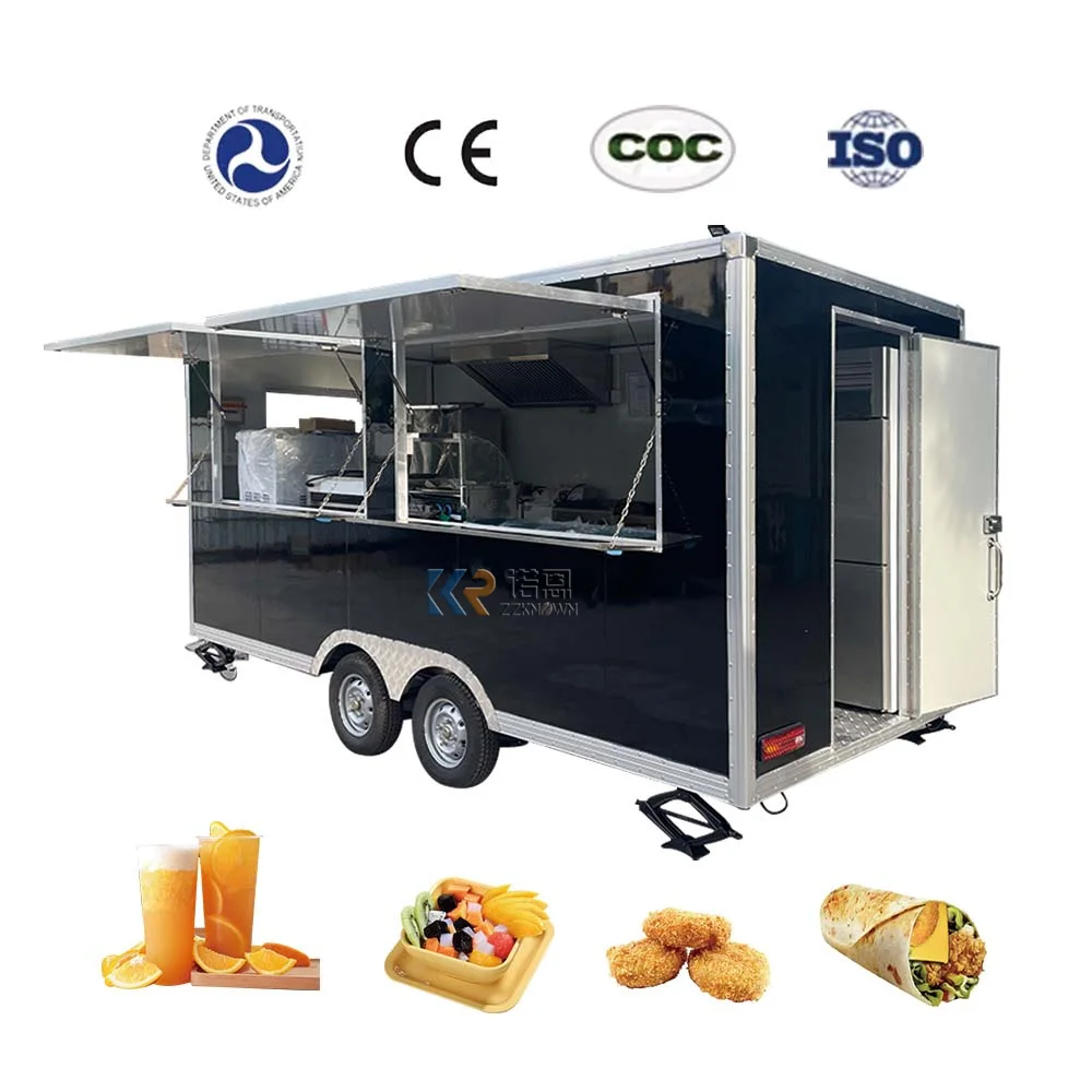 New Catering Food Trailer Prossing And Vending Snack Ice Cream Bubble Tea Waffle Maker Food Cart For Sale