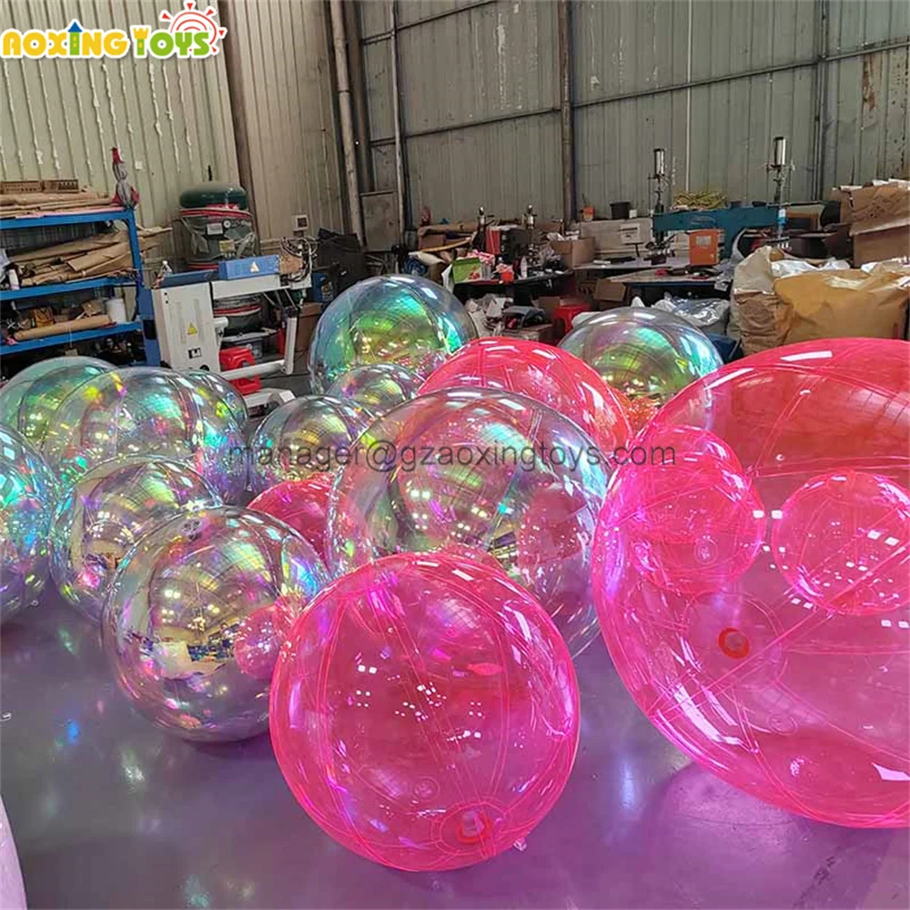 0.6-3m Giant Inflatable Mirror Ball Transparent Pink Hanging Balloon For Wedding Party Stage Advertising Decoration Events