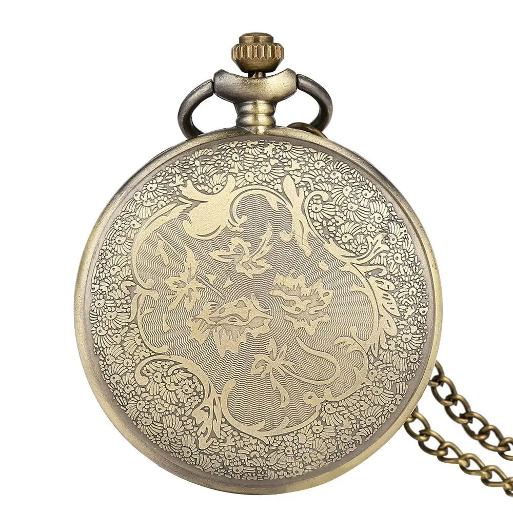 ใหม่ Bronze ควอตซ์นาฬิกา Steampunk Vintage นาฬิกาพ็อกเก็ตนาฬิกาโรมันพร้อมสร้อยคอ Retro นาฬิกาผู้หญิง