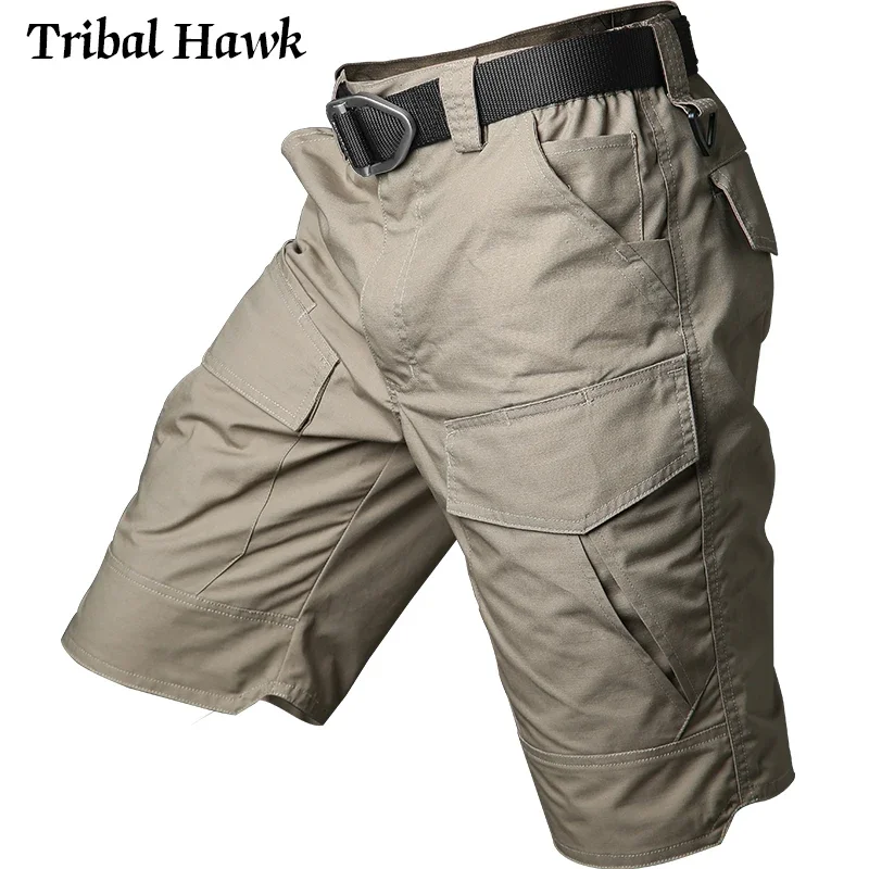 Pantalones cortos tácticos de camuflaje para hombre, pantalones impermeables de algodón con múltiples bolsillos, Airsoft, Verano