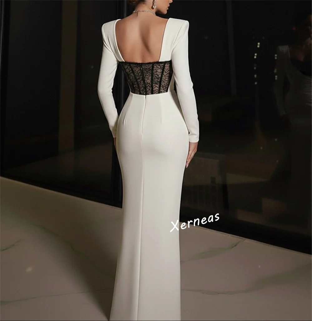 تخصيص جيرسي مزاجه طويلة الأكمام البوق فساتين طويلة مناسبة مخصصة أزياء مساء اللباس الرسمي حزب أنيق #3