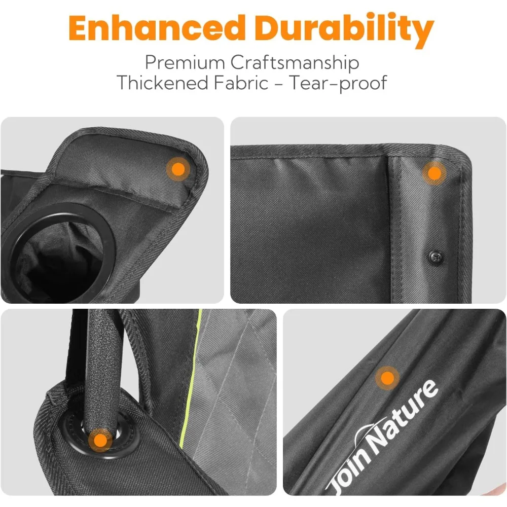 كراسي تخييم كبيرة خارجية للبالغين، كرسي تخييم عالي التحمل يدعم 800 رطل، كراسي كينغ كونغ قابلة للطي مع مبطنة وجيب #5